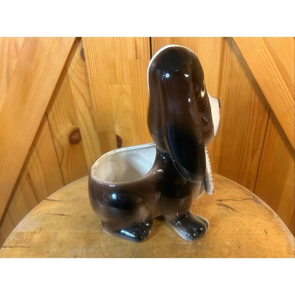 Vtg 60s Sick Basset Hound Dog Get Well Soon Ceramic Planter Japan MCM (5739) - Picture 5 of 10